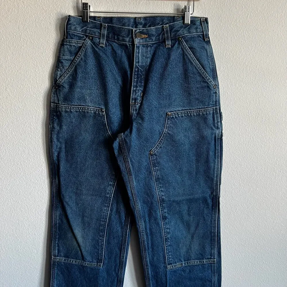 Carhartt B73 DST denim blue jean double knee work wear carpenter pants